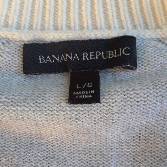 Banana Republic ivory & grey cotton sweater size L - Picture 2 of 3